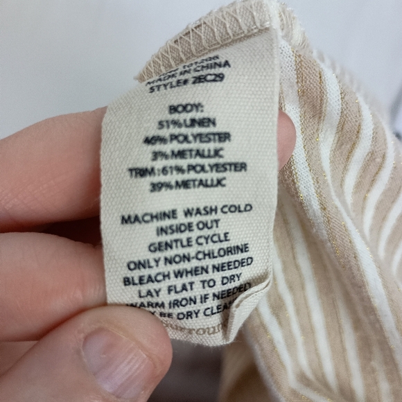 2/$30 Striped Beige and White SOFT SURROUNDINGS Top (#330) - Picture 7 of 8